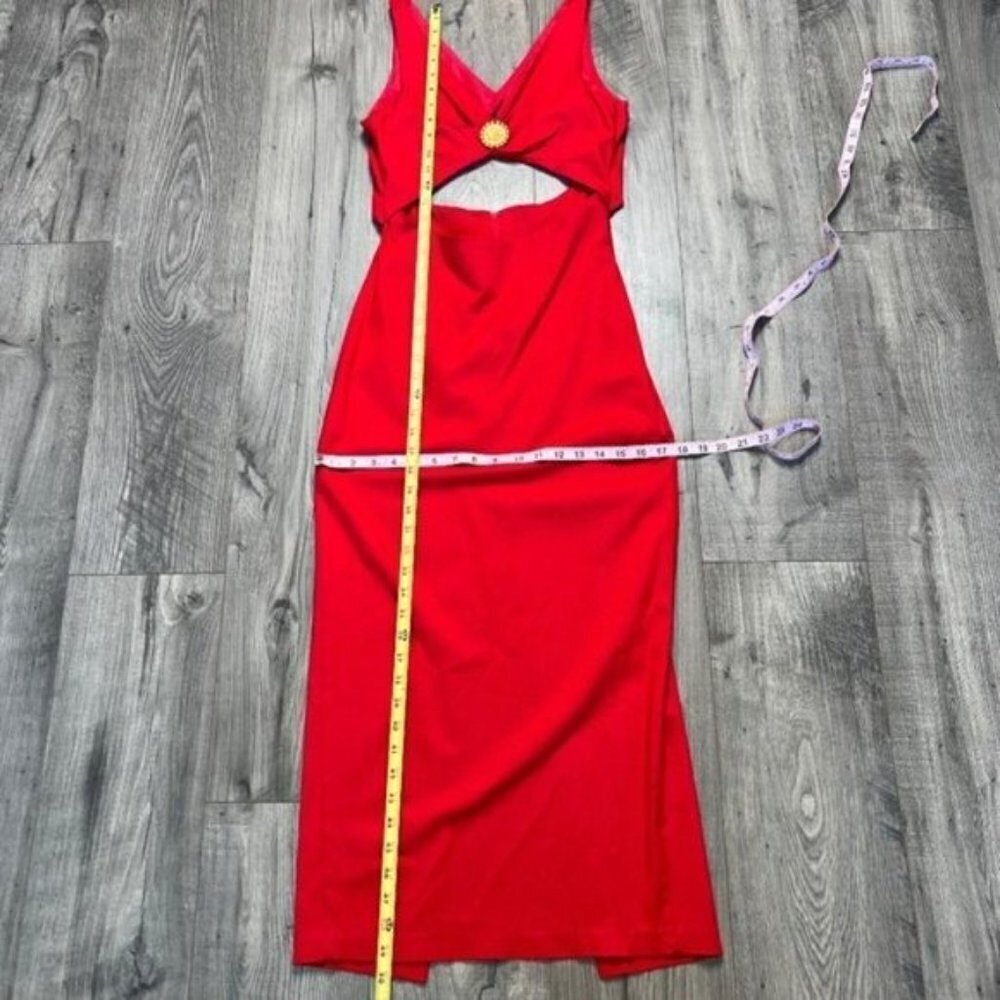 Vintage 310 For Shox Red Cutout Maxi Dress Size Small Back Slit & Cutout - Picture 7 of 16